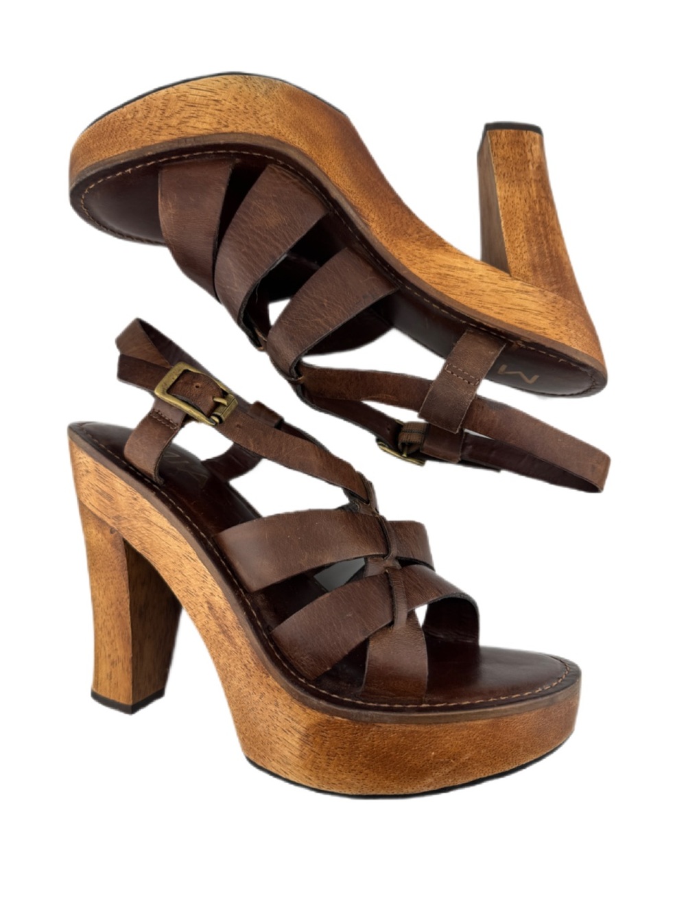 MIA Y2K Strappy Wood Platform Heels